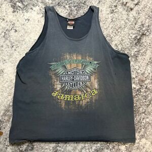 Harley Davidson Jamaica Tank Top Mens 2XL Black Graphic Skull Pirate Sleeveless